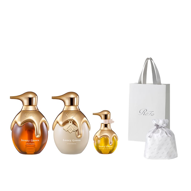 【ReFaギフトラッピングセット S】リファハニークイーンシャンプー&トリートメント&アウトバストリートメントセット