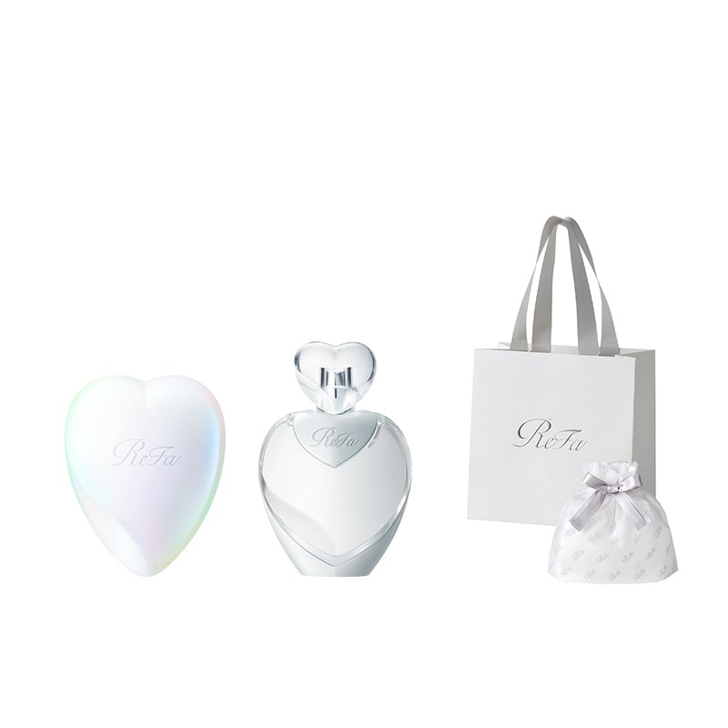 【ReFaギフトラッピングセット SS】リファハートブラシ（オーロラホワイト） & リファハートヘアフレグランス 30mL ホワイト