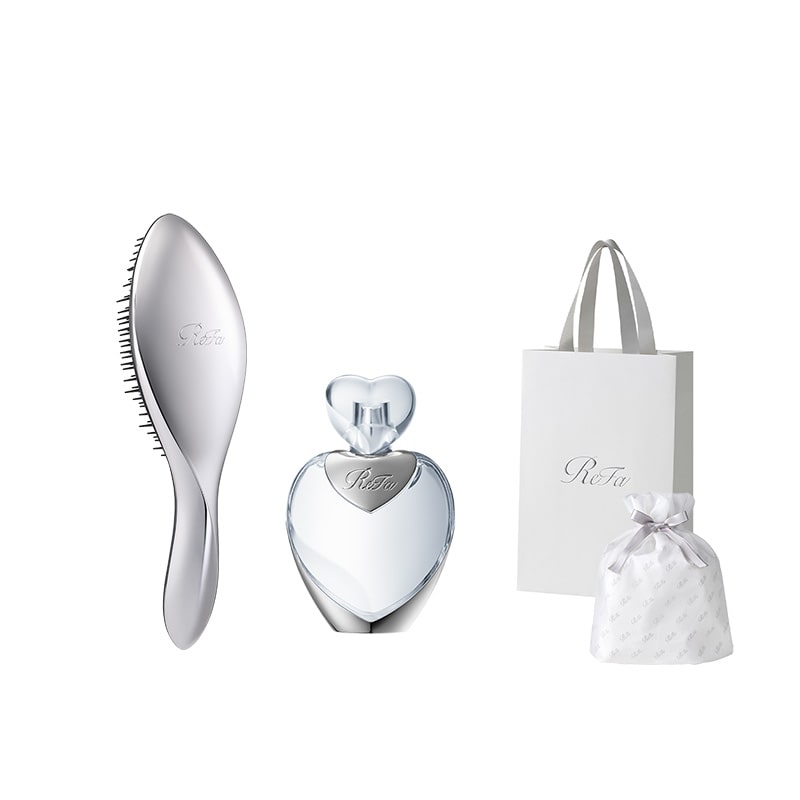 【ReFaギフトラッピングセット S】リファエールブラシ（シルバー） & リファハートヘアフレグランス 30mL シルバー