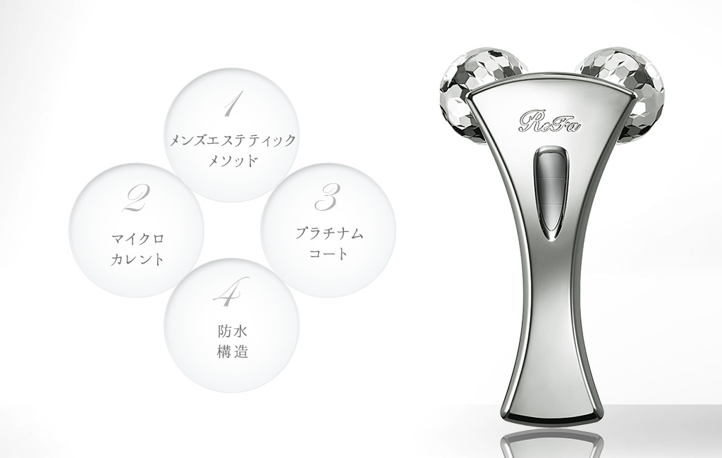 1 メンズエステティックメソッド 2 マイクロカレント 3 プラチナムコート 4 防水構造