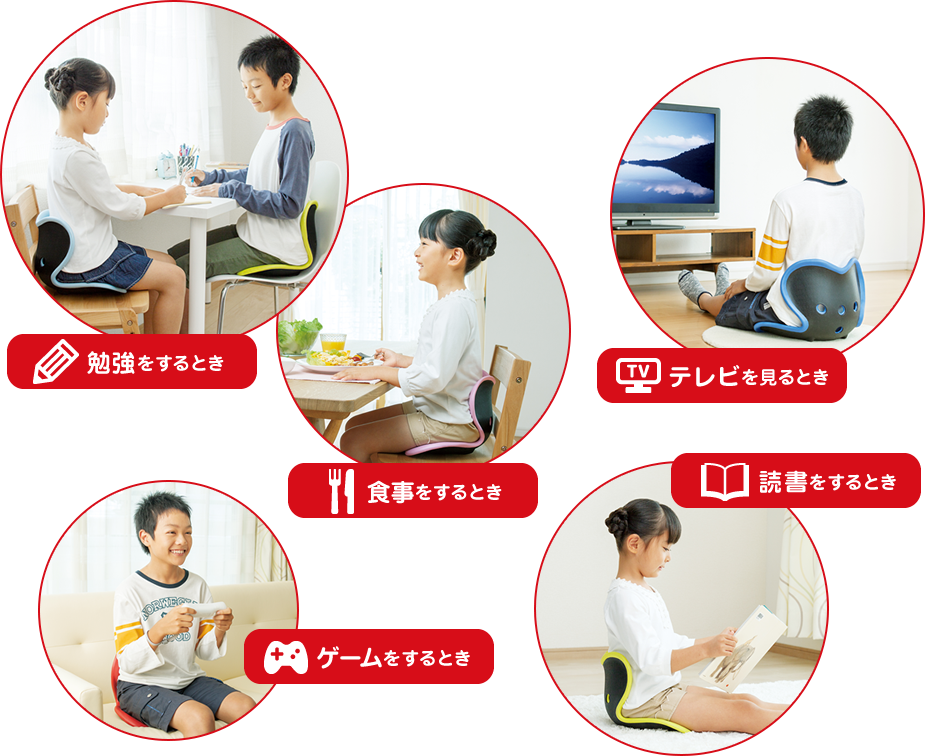 勉強をするとき　食事をするとき　テレビを見るとき　ゲームをするとき　読書をするとき