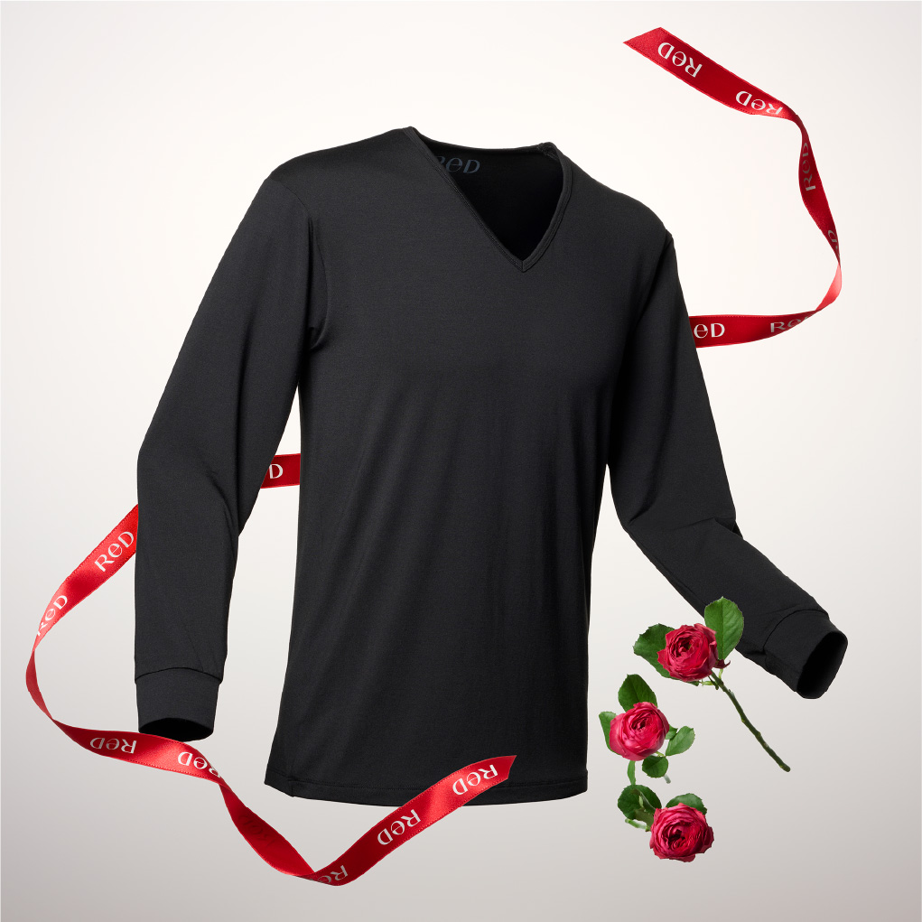 Uネック・Vネックインナー長袖 選べるカラー・サイズ　3枚セット