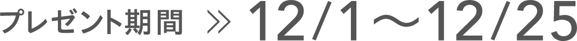 プレゼント期間 >> 12/1～12/25