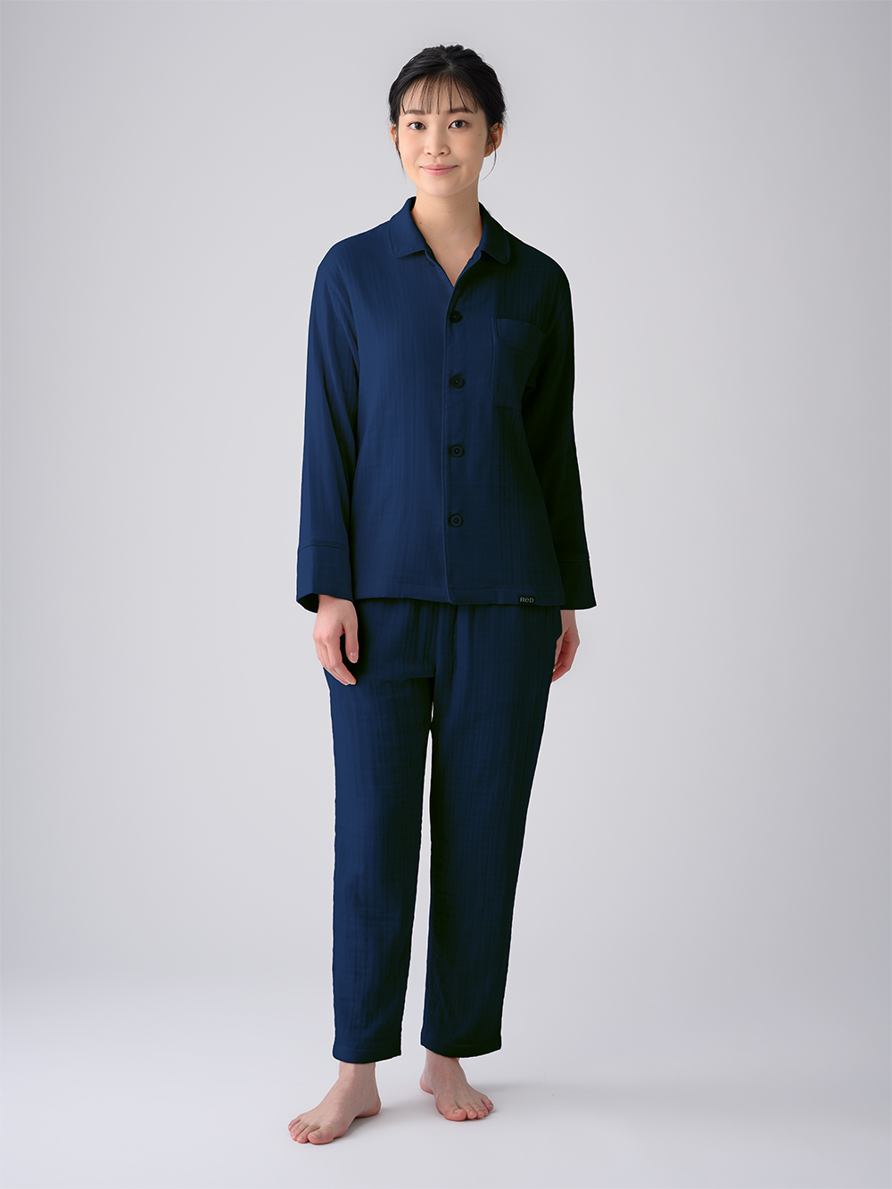 ReD バイタルテック スリープ オーガニックコットンパジャマ長袖ロングパンツセット ネイビー L ネイビー L