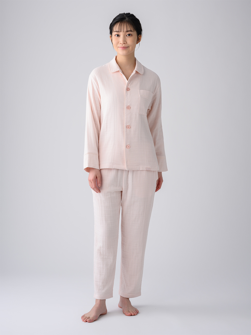 ReD バイタルテック スリープ オーガニックコットンパジャマ長袖ロングパンツセット ライトピンク L ライトピンク L