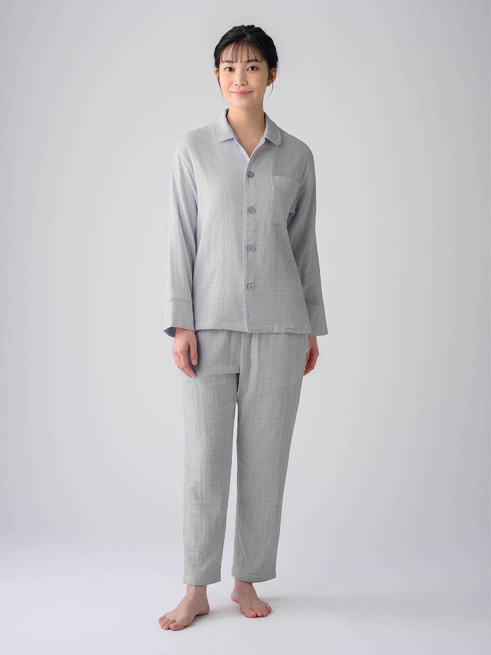ReD バイタルテック スリープ オーガニックコットンパジャマ長袖ロングパンツセット ライトグレー L ライトグレー L