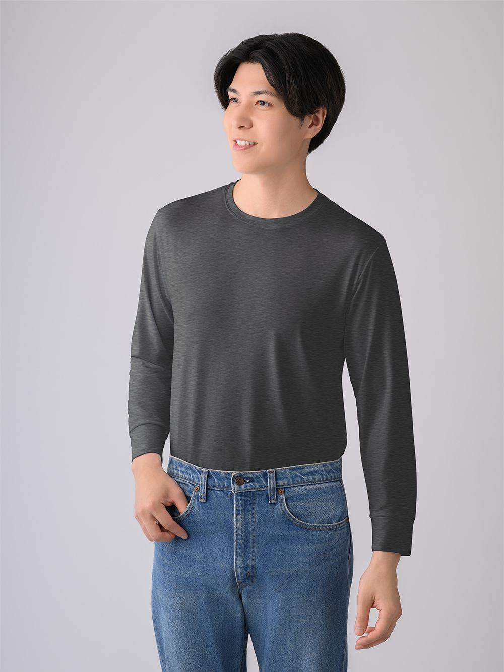 ReD バイタルテック クルーネックインナー長袖 M ダークグレー ダークグレー M