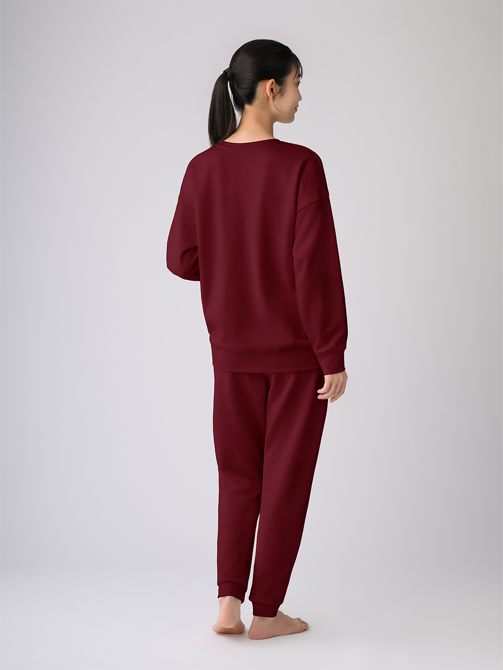 ReD ぐっすりパジャマ スウェット クルーネック長袖&ジョガーパンツ【女性用】 上下セット M レッド レッド M
