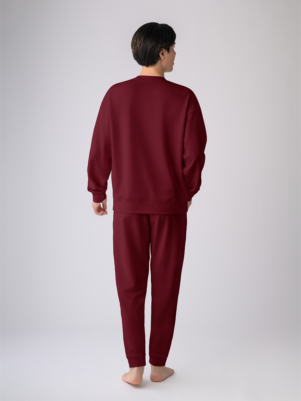 ReD ぐっすりパジャマ スウェット クルーネック長袖&ジョガーパンツ【男性用】 上下セット M レッド レッド M