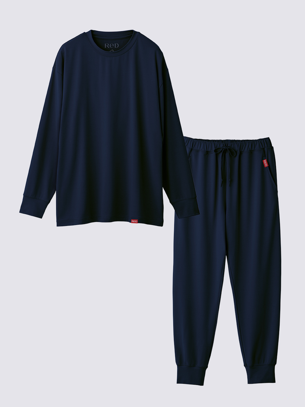 ReD ぐっすりパジャマ ベーシック プルオーバー長袖＆ジョガーパンツ 上下セット M ダークネイビー