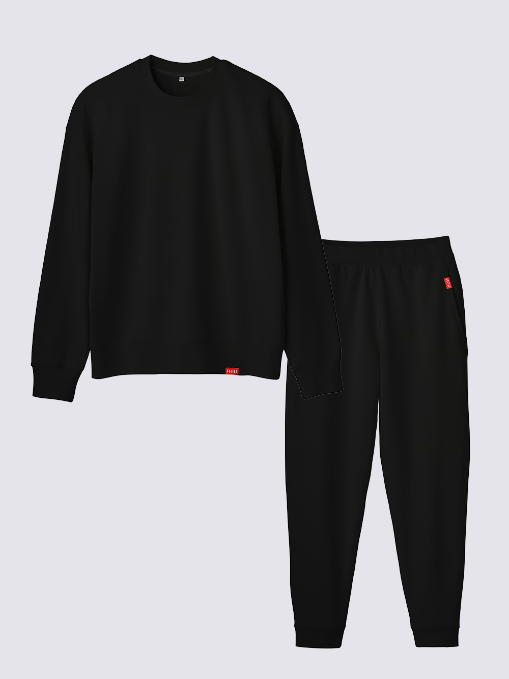 ReD ぐっすりパジャマ スウェット クルーネック長袖＆ジョガーパンツ【男性用】 上下セット M ブラック