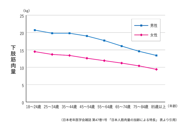 年齢に伴う筋肉量の変化