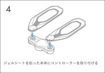 ジェルシートを貼った本体にコントローラーを取り付ける