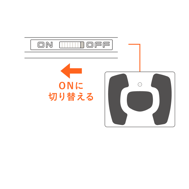 主電源スイッチをONに切り替えます。